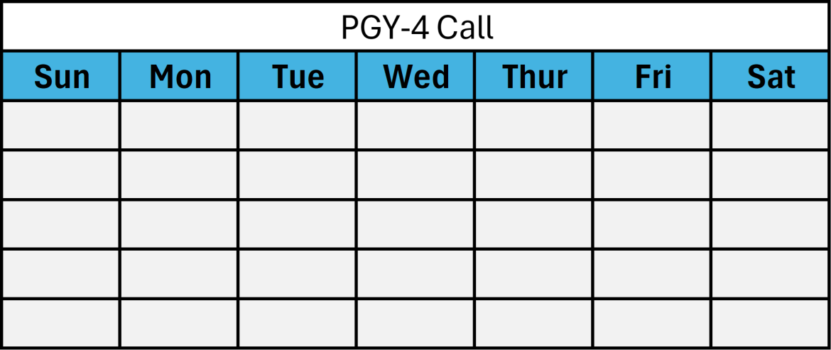 PGY-4 call schedule