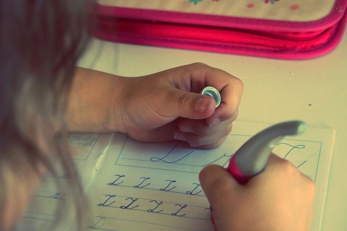 Child practicing handwriting