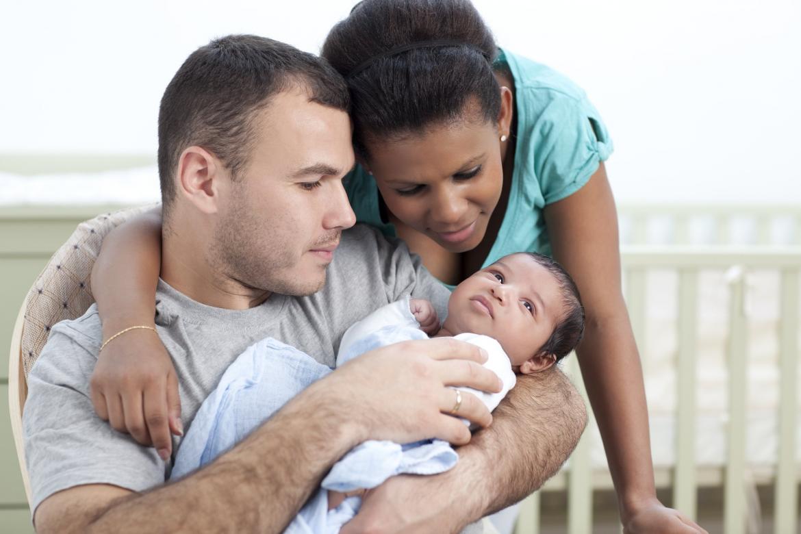 Couple with newborn child