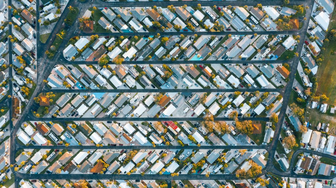 Overhead view of a neighborhood