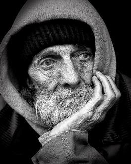 Face of a homeless man